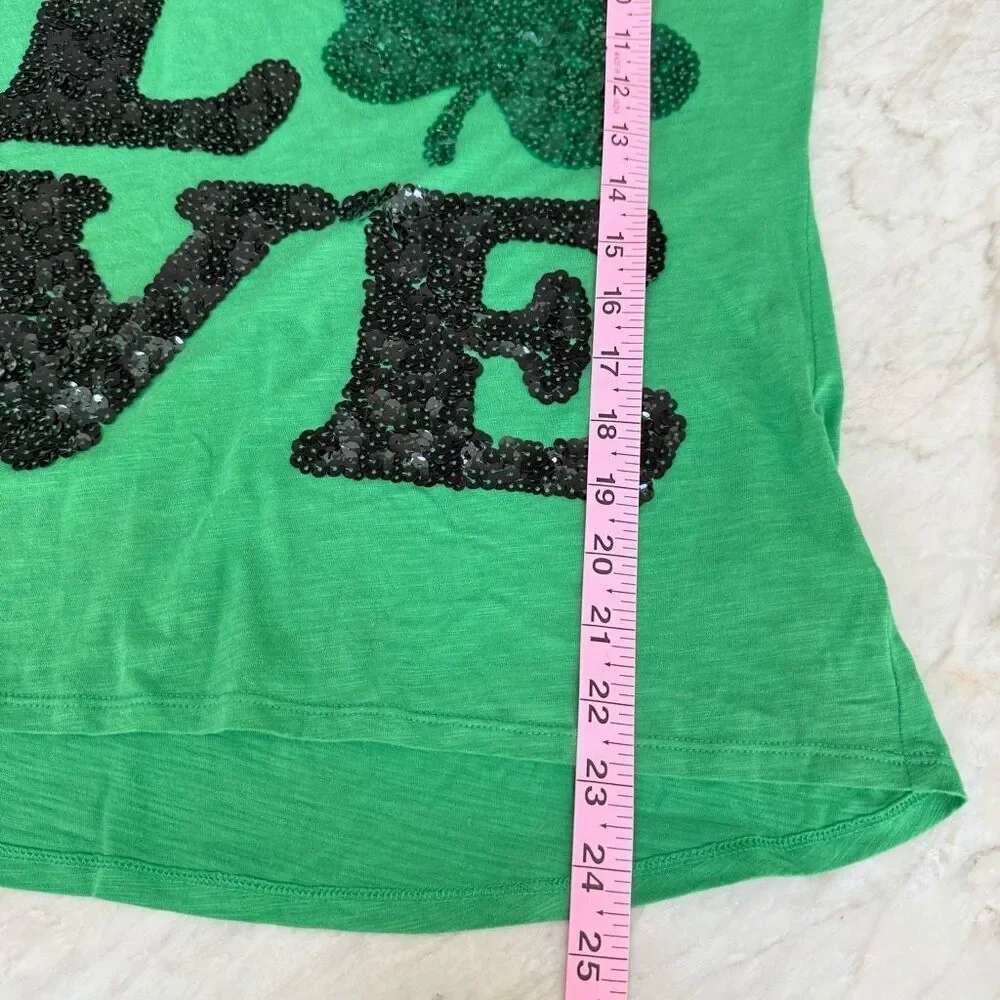 Express Women's Love Sequin St. Patrick's Day Top shirt cotton blend size XS